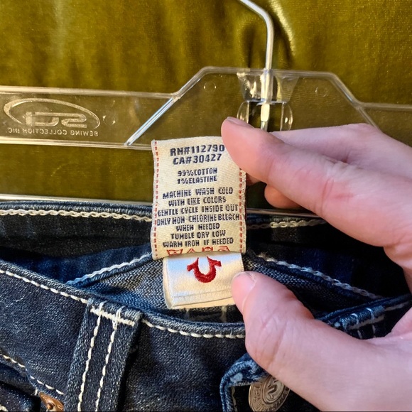 Dark Wash Contrast Stitching True Religion Jeans - Picture 9 of 12